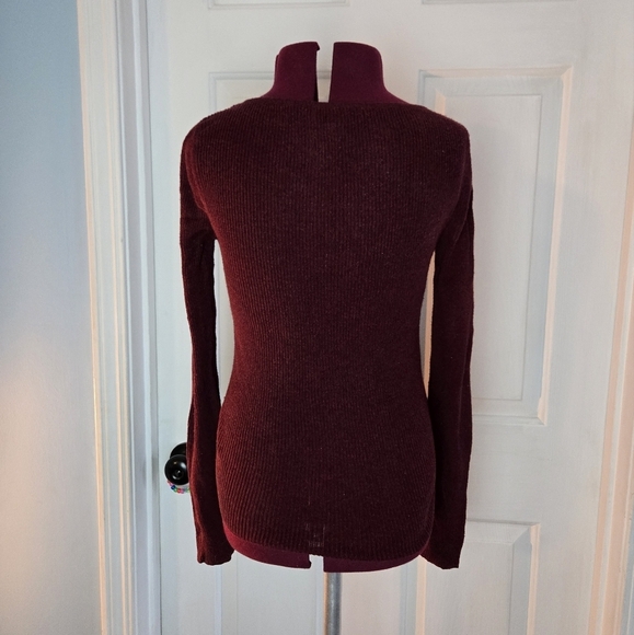 American Eagle Maroon Knit Long Sleeve Cotton Blend Top - Picture 3 of 7